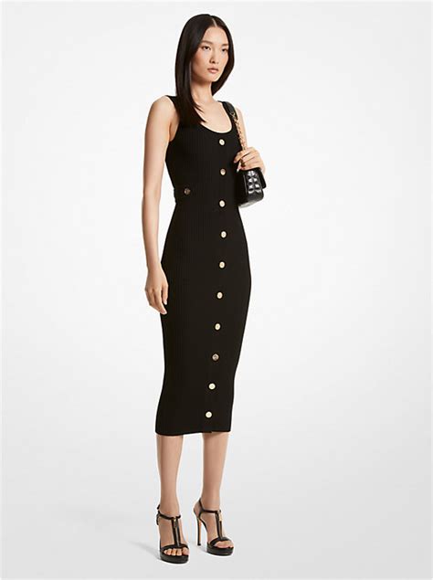 ribbed stretch knit midi dress